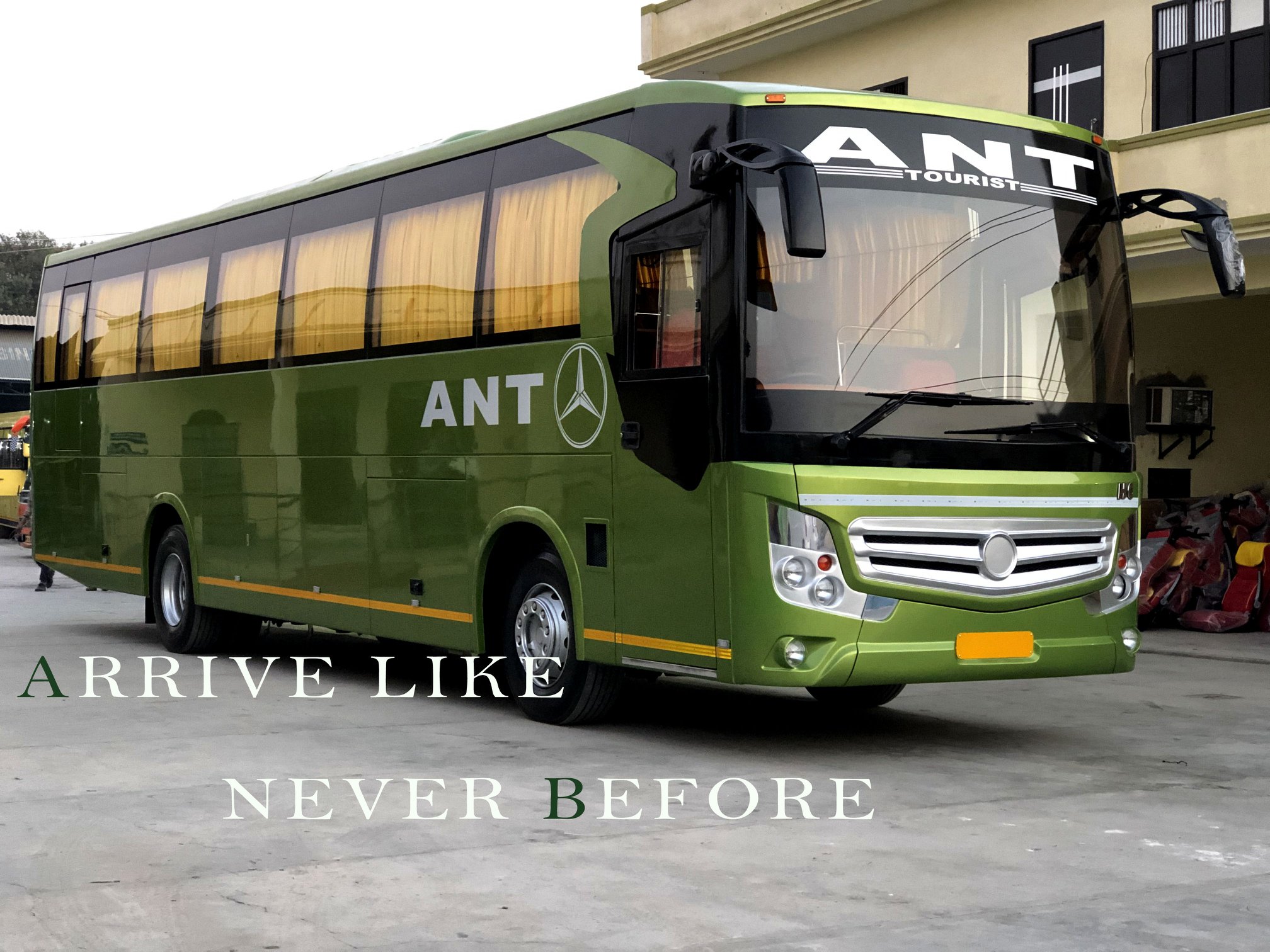Luxury Volvo Bus Hire from Khurja and Bulandshahr to Ayodhya Ram Mandir BharatBenz Mini Bus Rental by ANT Travels