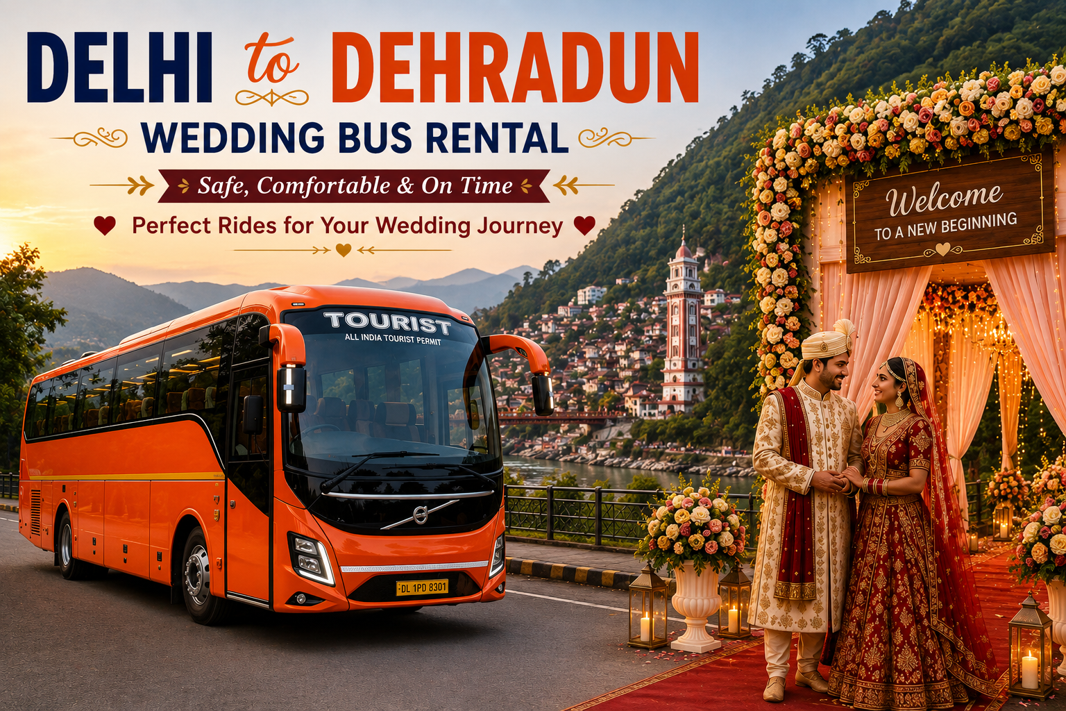 Delhi to Dehradun Wedding Bus Rental – Luxury Volvo Coach Hire