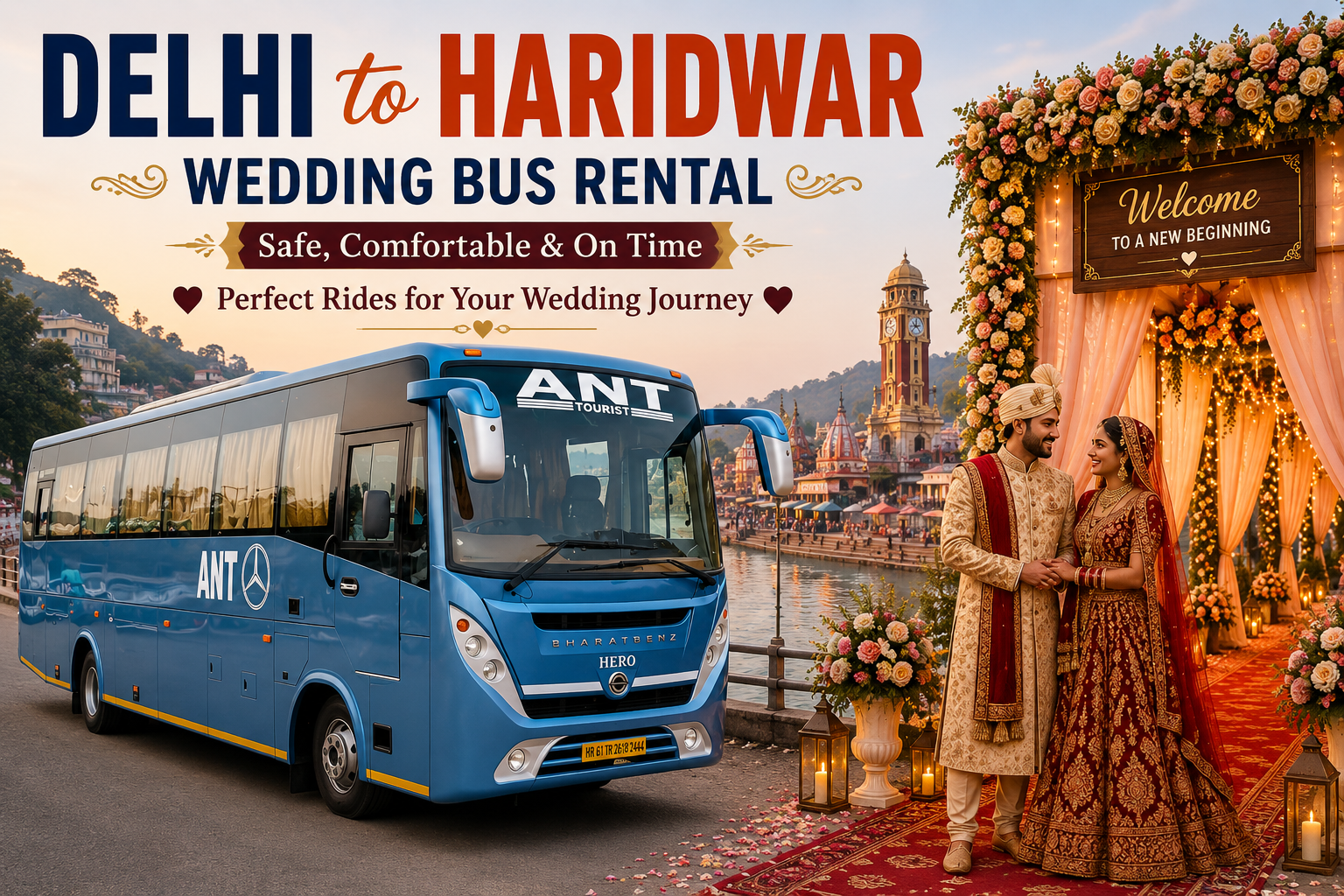 Delhi to Haridwar Wedding Bus Rental – Luxury Volvo Coach Hire
