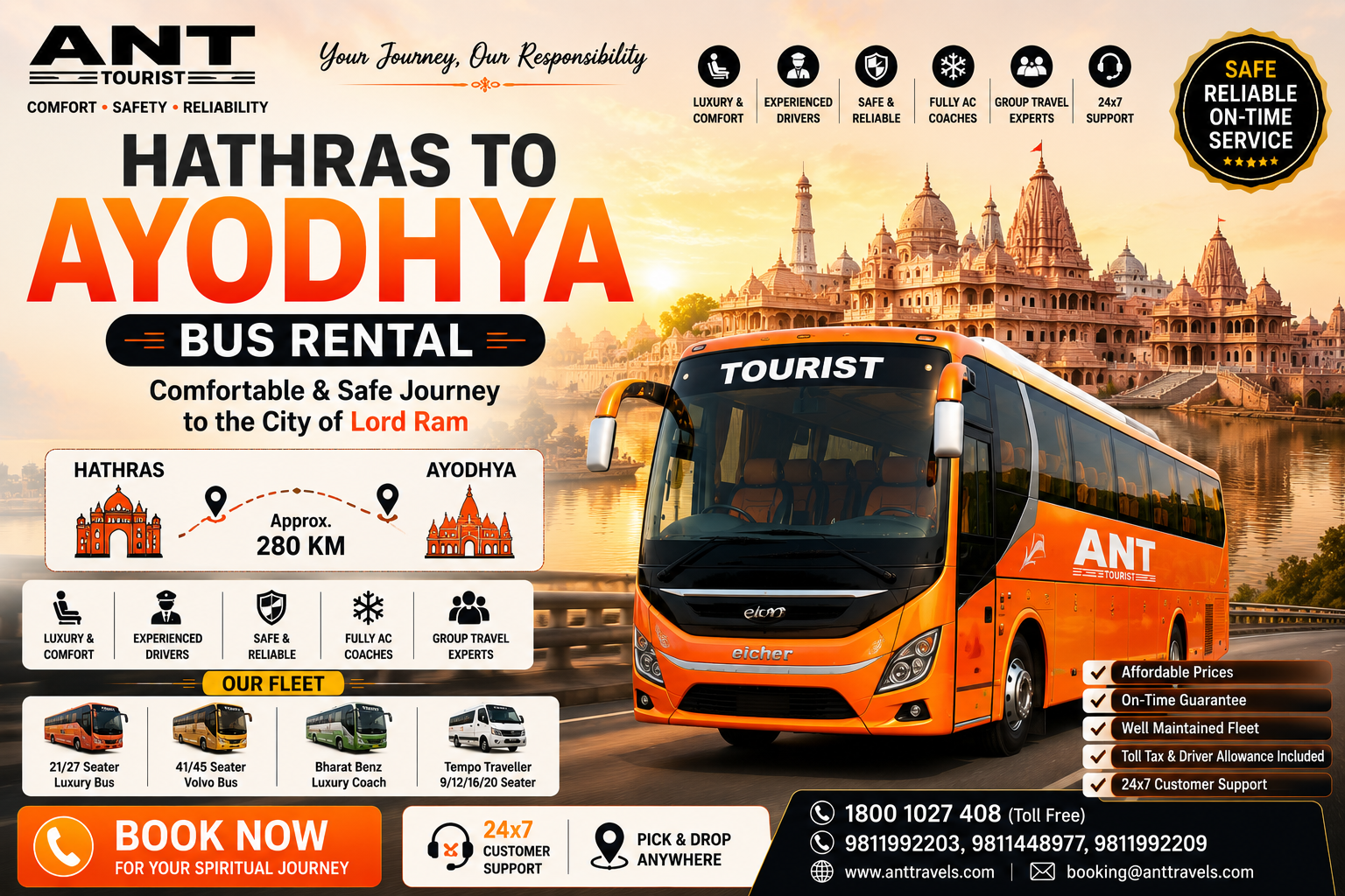 Hathras to Ayodhya Bus Rental