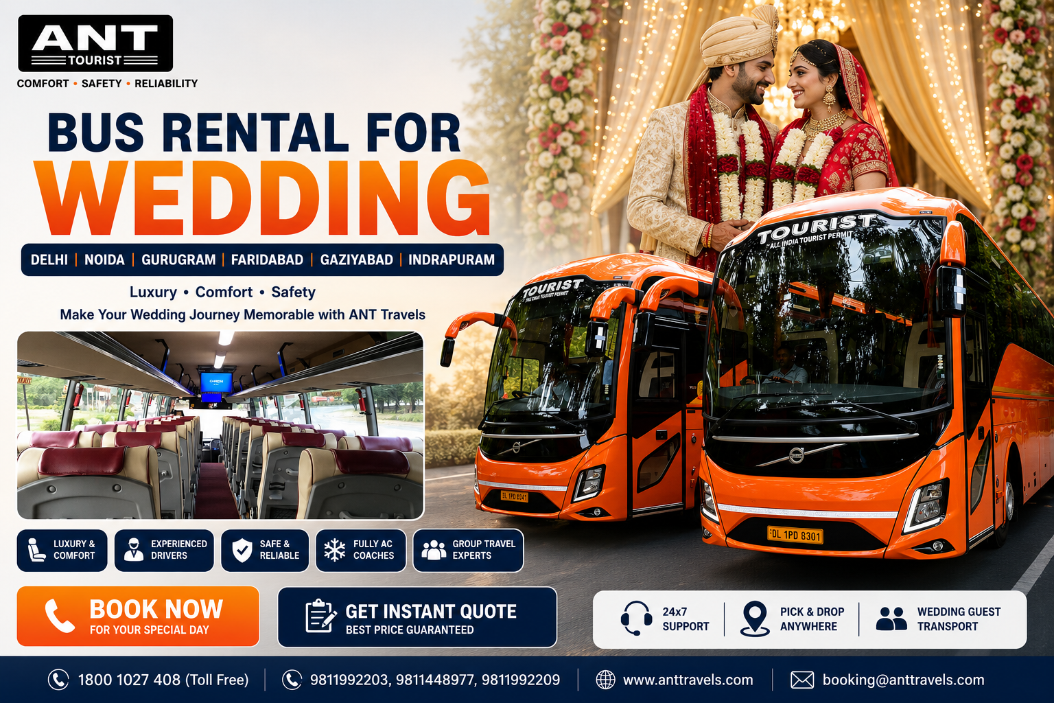 Delhi to Jaipur Wedding Bus Rental